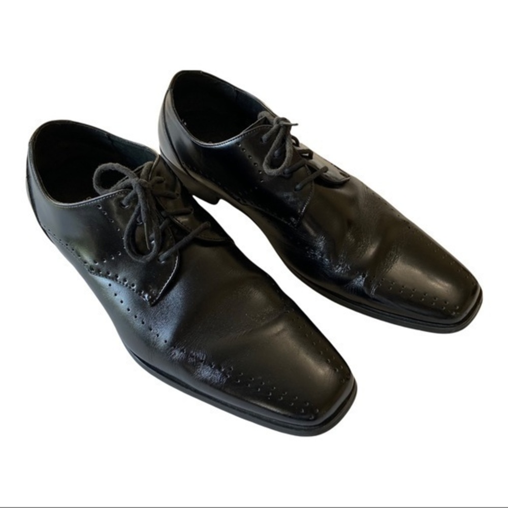 Stacy Adams Men's Leather Black Oxford Cap Toe Shoe, Size 11M, Good Condition